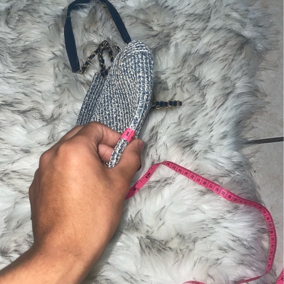 Vintage💙Blue woven crossbody bag with chain strap flap bag vintage bag y2k bag - Picture 9 of 14